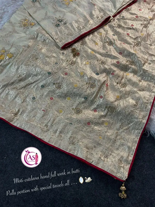 Dola Silk Designer Saree - Cutdana & Moti Handwork Elegance - View 9
