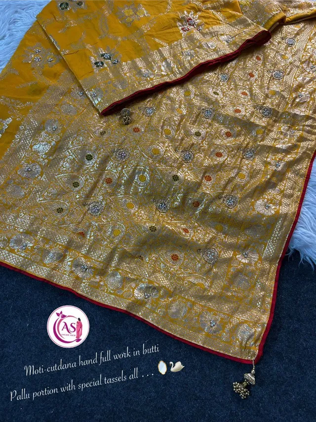 Dola Silk Designer Saree - Cutdana & Moti Handwork Elegance - View 10