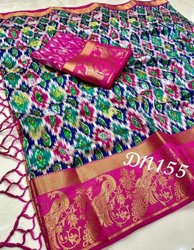Kolkata Exclusive - Raw Silk Hand Print Woven Saree - View 2