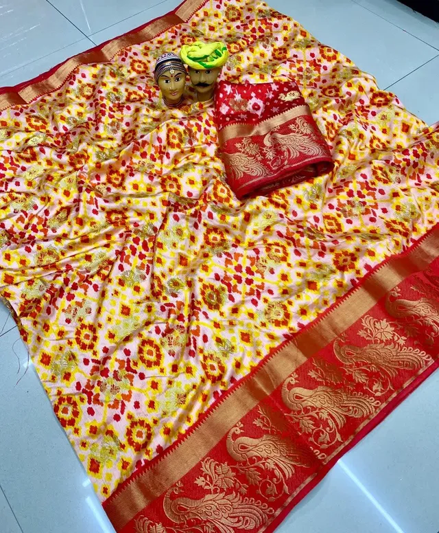 Kolkata Exclusive - Raw Silk Hand Print Woven Saree - View 4