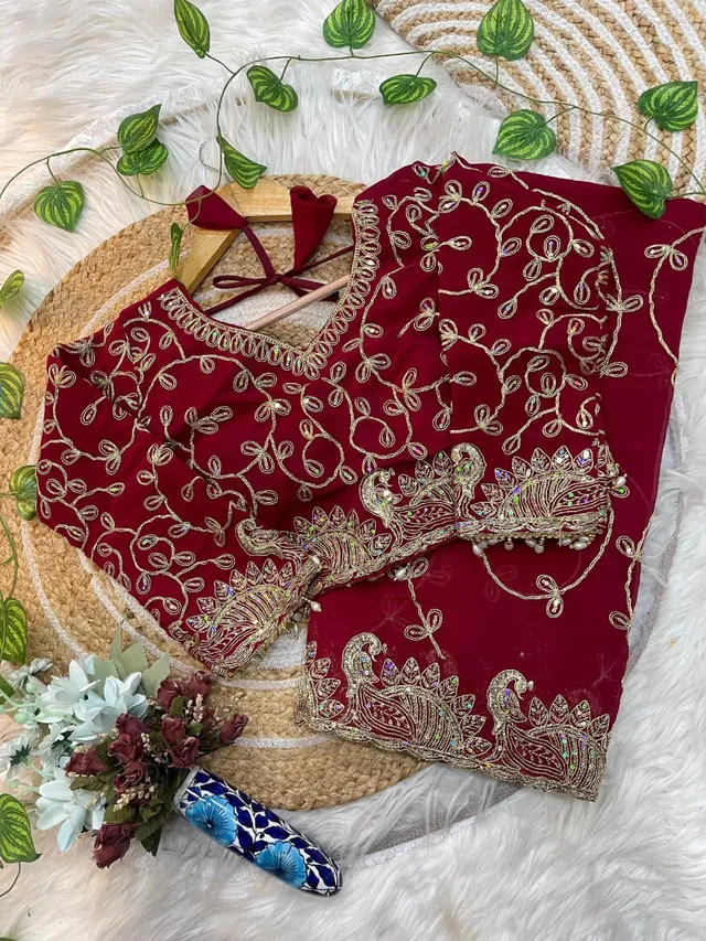 Morni - Premium Georgette Embroidery Saree (With Stitched Blouse) - View 5