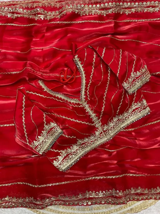 Pure Soft Jimmy Choo Silk Saree - Sequin Work - View 2