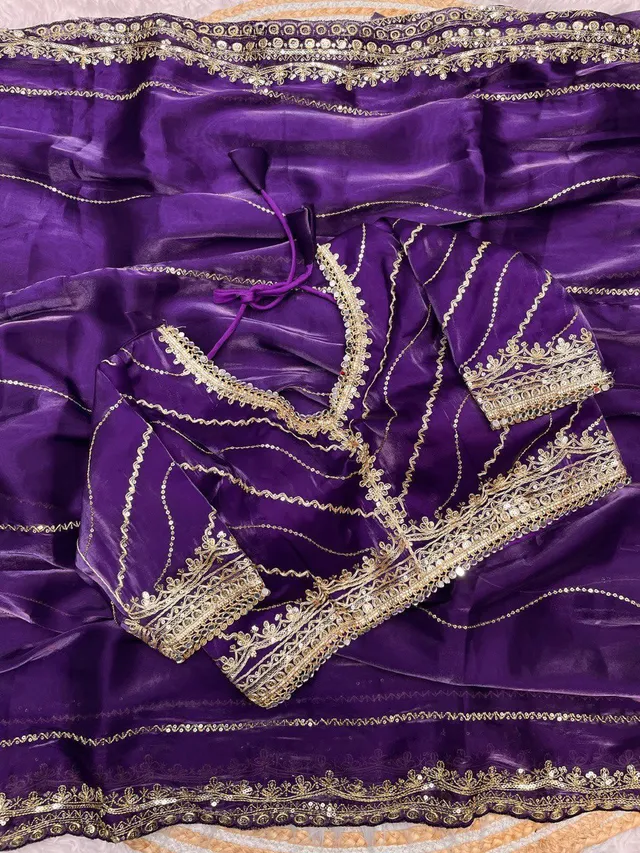 Pure Soft Jimmy Choo Silk Saree - Sequin Work - View 5