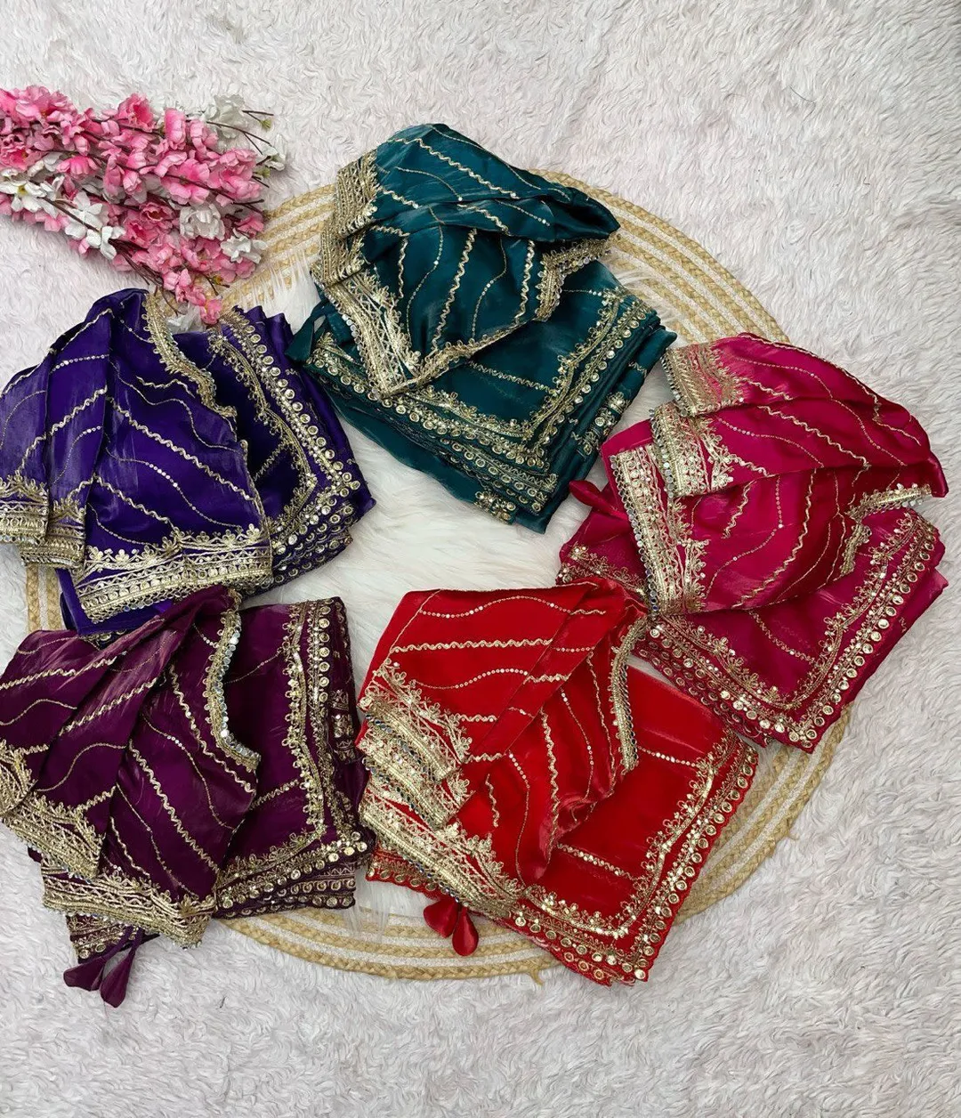 Pure Soft Jimmy Choo Silk Saree - Sequin Work - View 6
