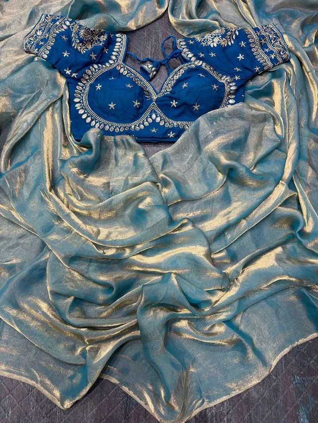 Space Silk Saree with Full Sequins Embroidery - Second View