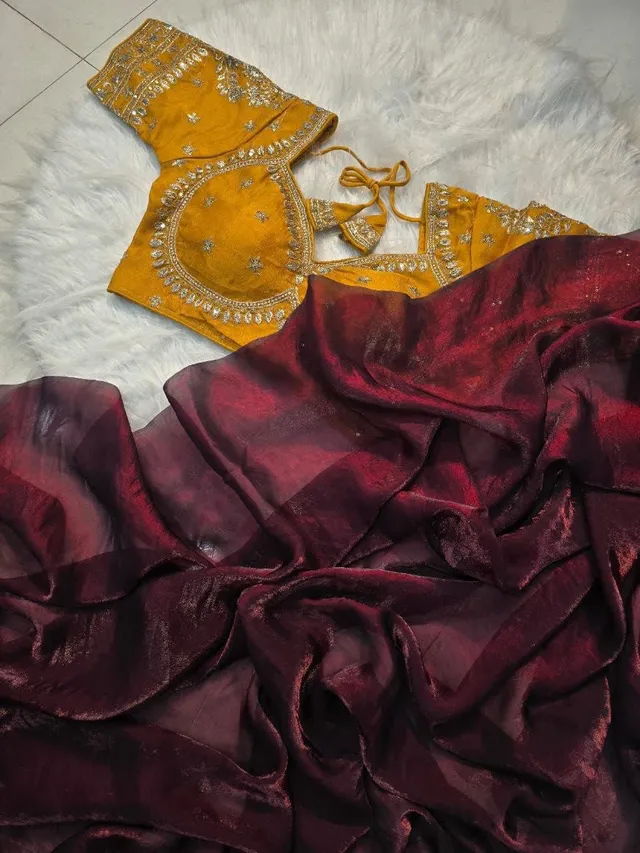 Space Silk Saree with Full Sequins Embroidery - View 3