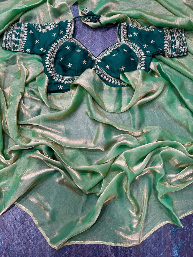 Space Silk Saree with Full Sequins Embroidery - View 4