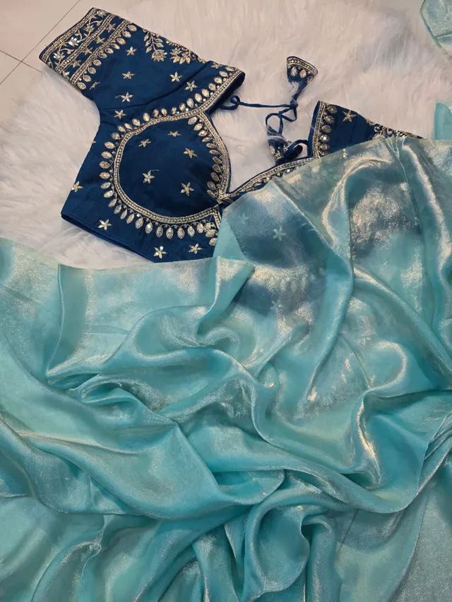 Space Silk Saree with Full Sequins Embroidery - View 6