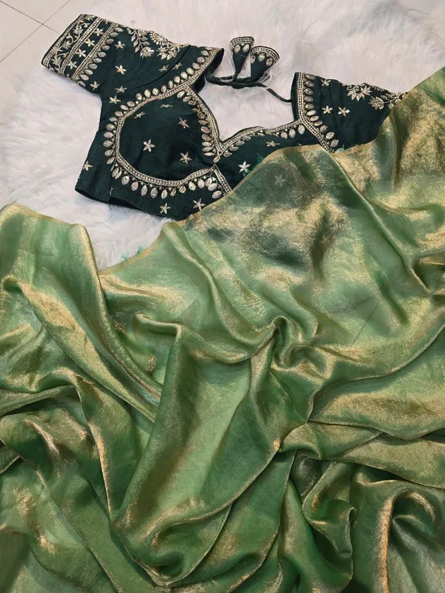 Space Silk Saree with Full Sequins Embroidery - View 7
