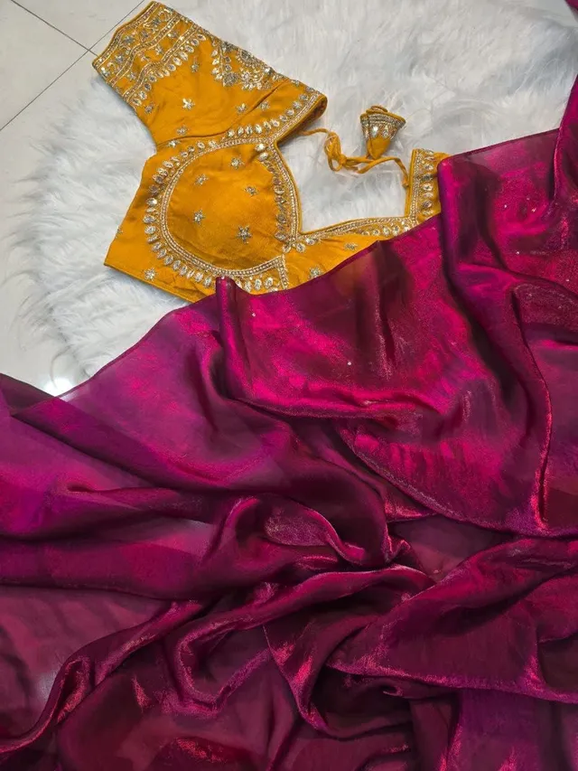 Space Silk Saree with Full Sequins Embroidery - View 8