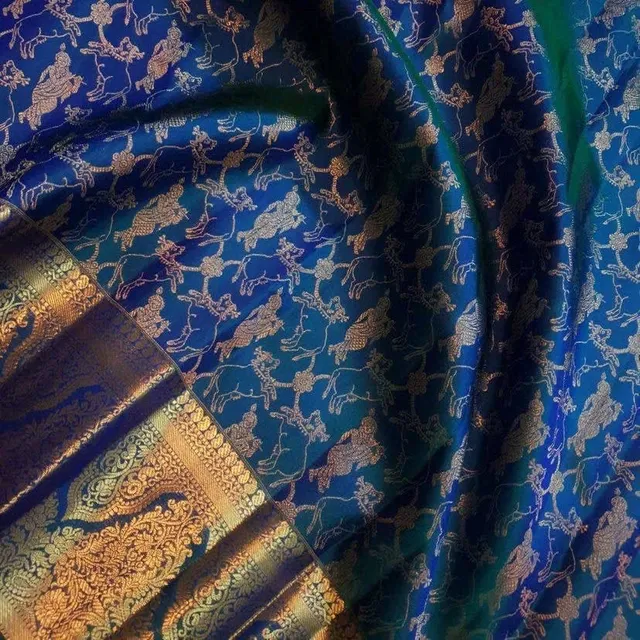 Enchanting Organic Banarasi Silk Saree - Krishna Special Design