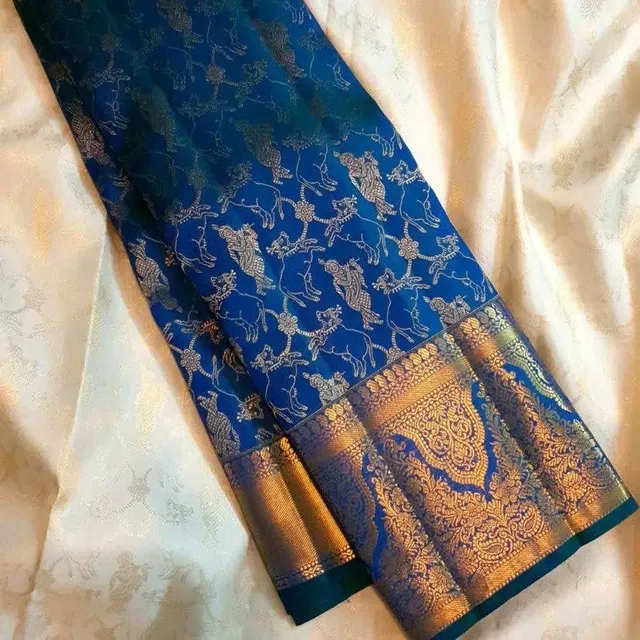 Enchanting Organic Banarasi Silk Saree - Krishna Special Design - Second View
