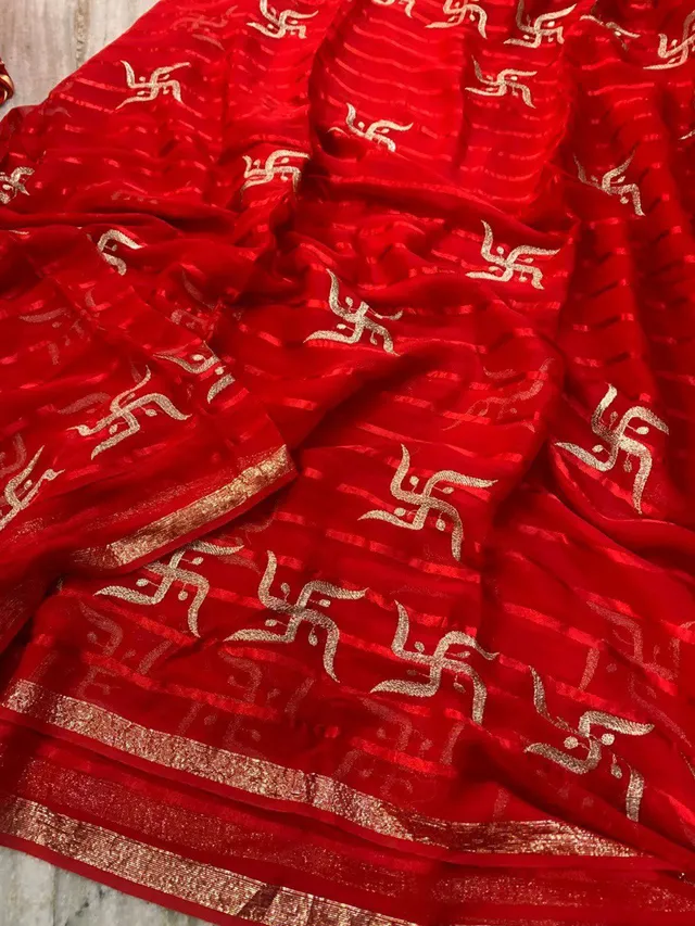 Beautiful Swastik Design Pure Viscose Georgette Saree
