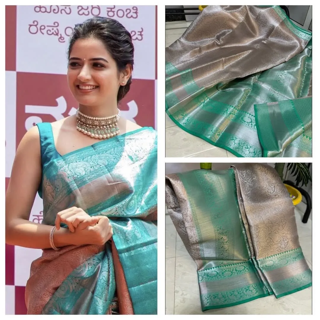 Banarasi Zari Tissue Soft Saree with Contrast Colors