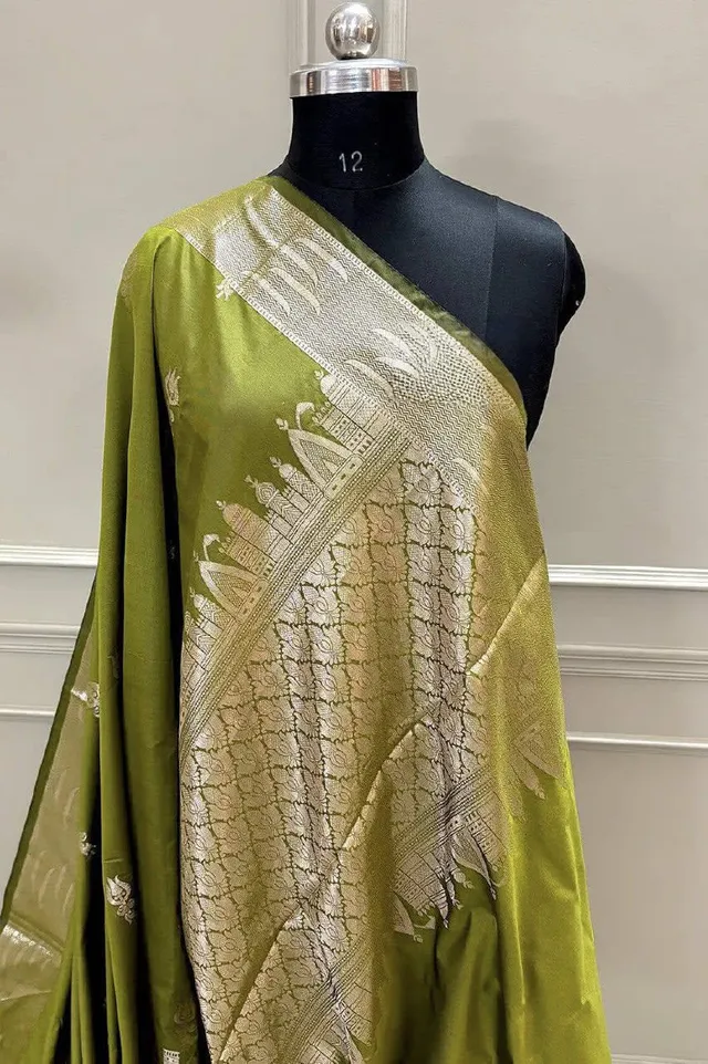 Beautiful Premium Banarasi Ghat Design Silk Saree - Banarasi Silk Saree Online India - Buy at ₹1899 - Image 1