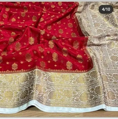 City of Banaras - Exquisite Banarasi Semi-Georgette Silk Saree - View 6