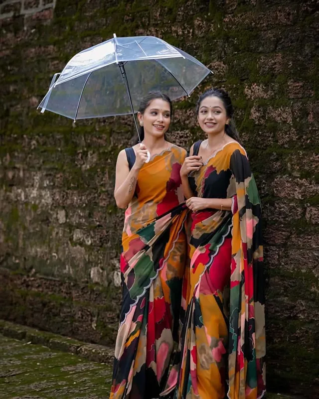 Premium Marshmallow Georgette Saree with Mosaic Digital Print