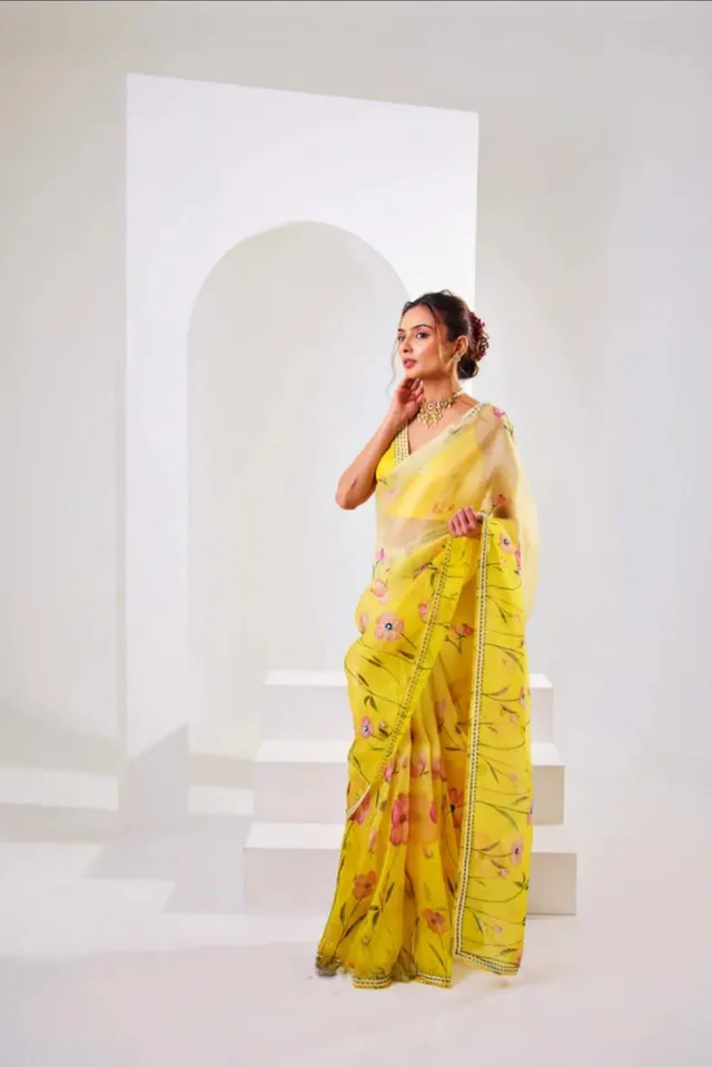 Pure Soft Organza Tebby Silk Saree - Floral Elegance Edition - Second View