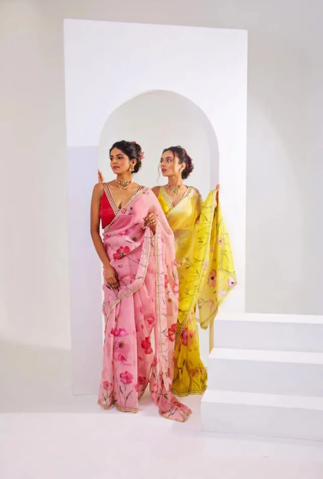 Pure Soft Organza Tebby Silk Saree - Floral Elegance Edition - View 6