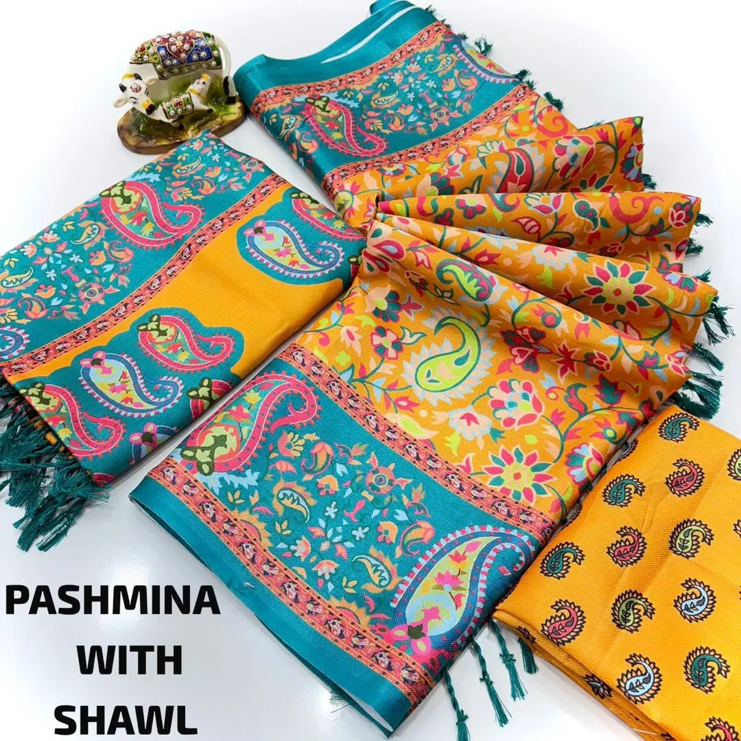 Digital Premium Pashmina Saree with Shawl - Exclusive Hit Design - View 5