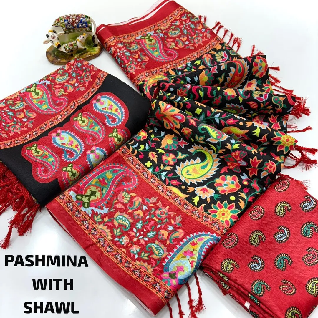 Digital Premium Pashmina Saree with Shawl - Exclusive Hit Design - View 6