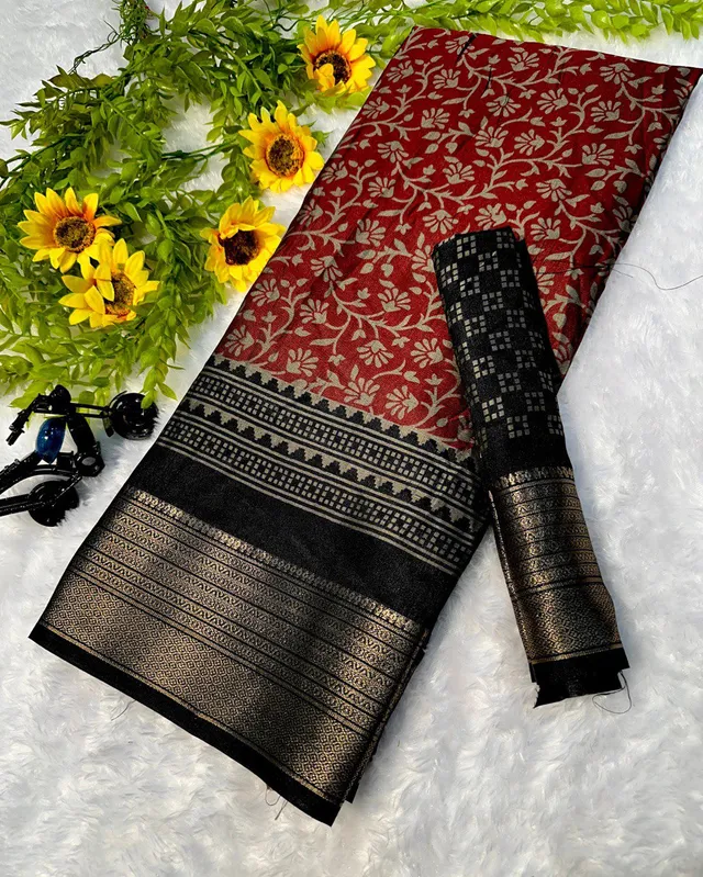 Dola Silk Saree with Pen Kalamkari Design