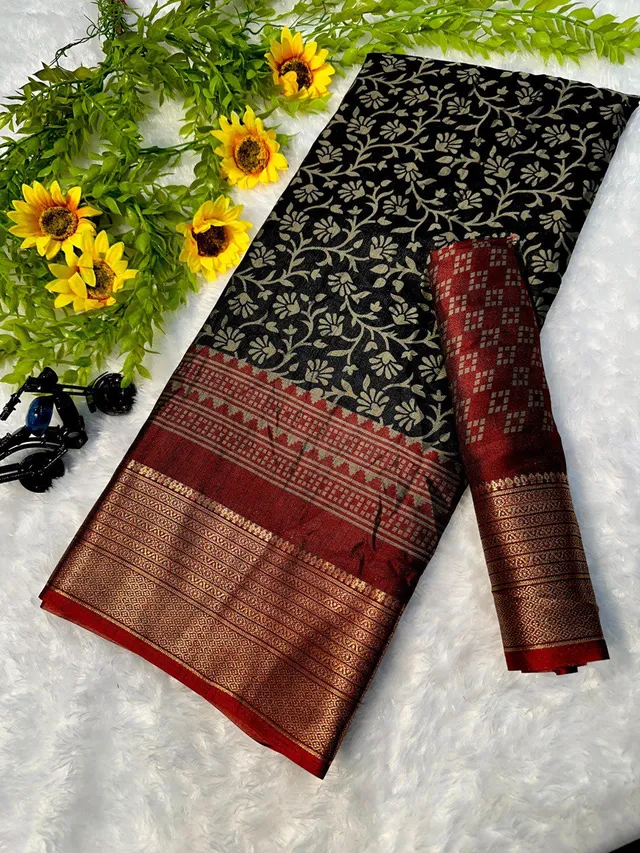 Dola Silk Saree with Pen Kalamkari Design - Second View