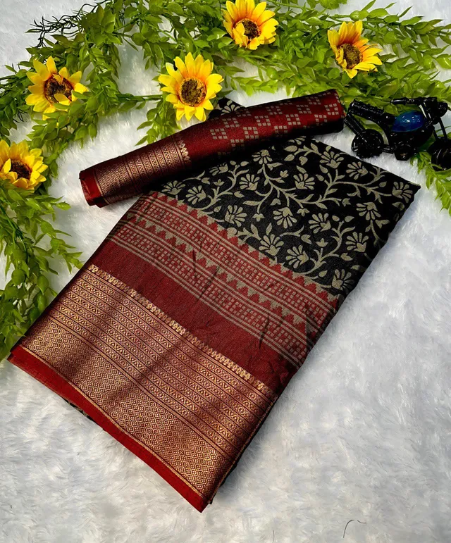 Dola Silk Saree with Pen Kalamkari Design - View 5