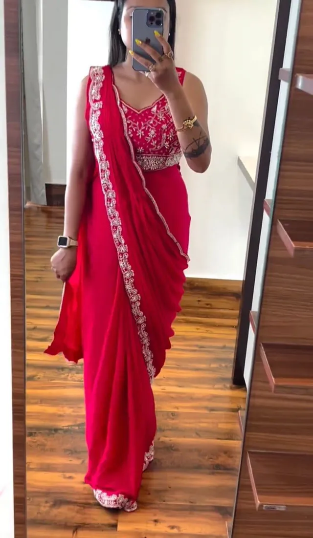 New Super Trending Ready-to-Wear Embroidery Saree