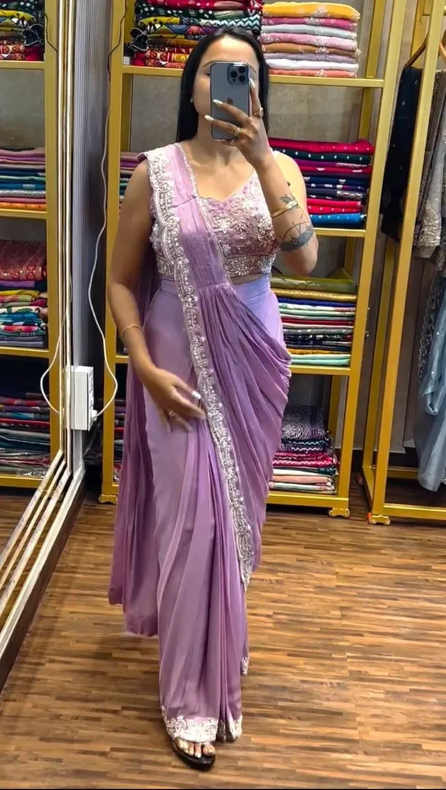 New Super Trending Ready-to-Wear Embroidery Saree - View 2