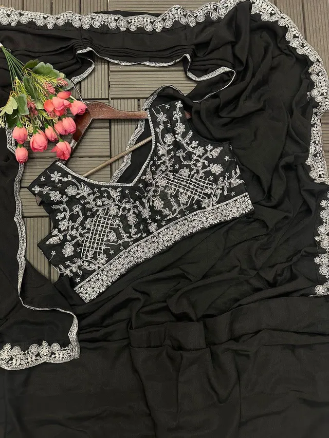 New Super Trending Ready-to-Wear Embroidery Saree - View 10