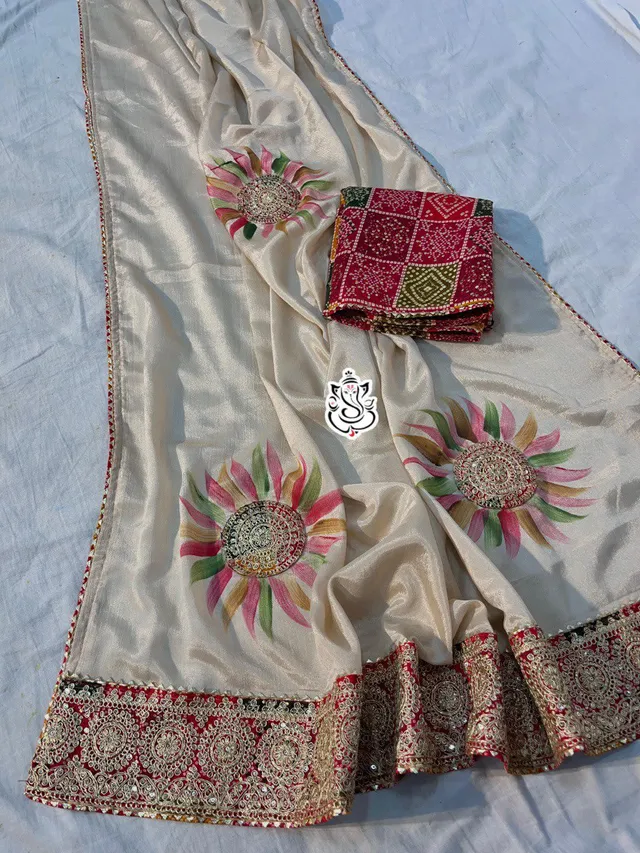 An Elegant Soft Chinon Saree With Rich Sequin Detailing - View 2