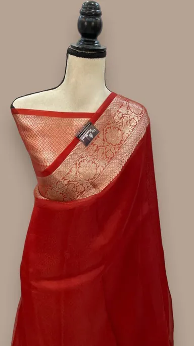 Banarasi Dyeable Kora Organza Pure Saree - View 3