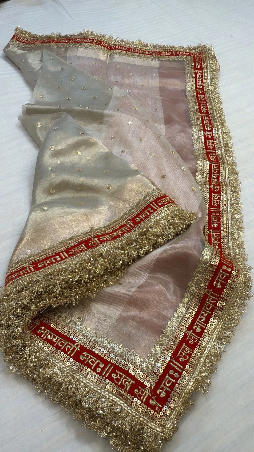 Banarasi Premium Tissue Silk White-Red Saree