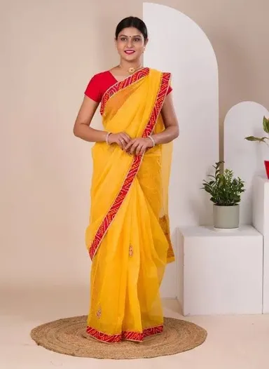 Haldi & Pooja Ready Gotta Work Cotton Saree - View 3