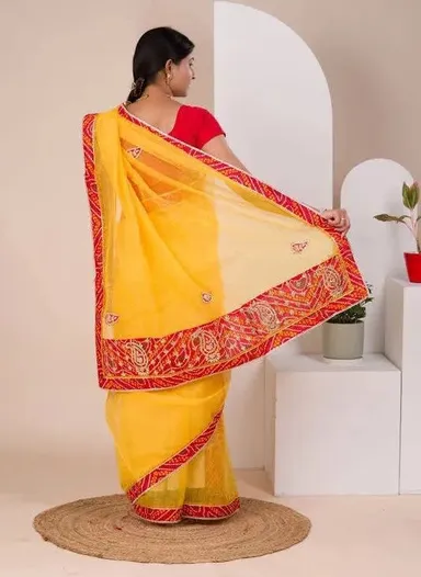Haldi & Pooja Ready Gotta Work Cotton Saree - View 4