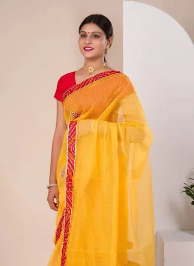 Haldi & Pooja Ready Gotta Work Cotton Saree - View 5