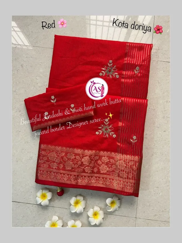 Lovely Jardoshi & Moti Handwork Kota Doriya Saree - Silk Saree Online India - Buy at ₹1850 - Image 1