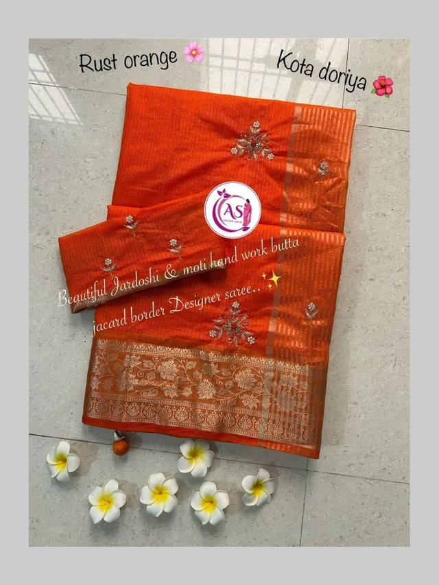 Lovely Jardoshi & Moti Handwork Kota Doriya Saree - View 4