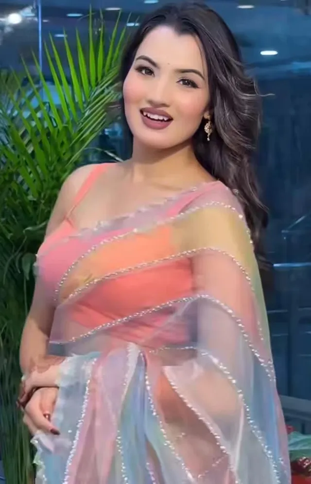 Heavy Tabby Organza Saree - Beads & Katdana - View 4