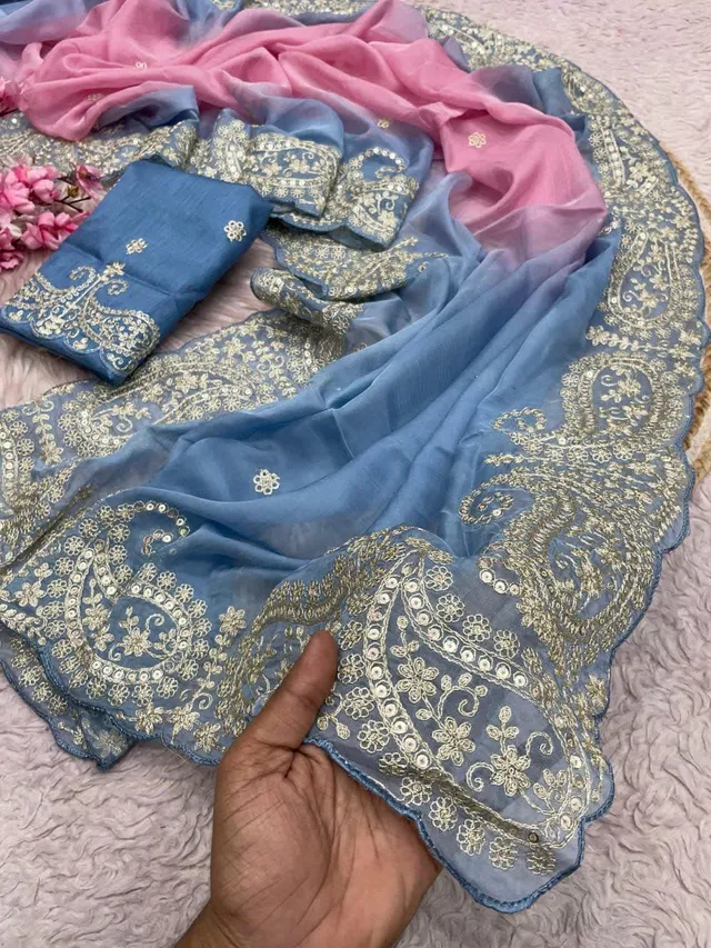 Premium Teby Orengza Silk Digital Print Saree - View 2