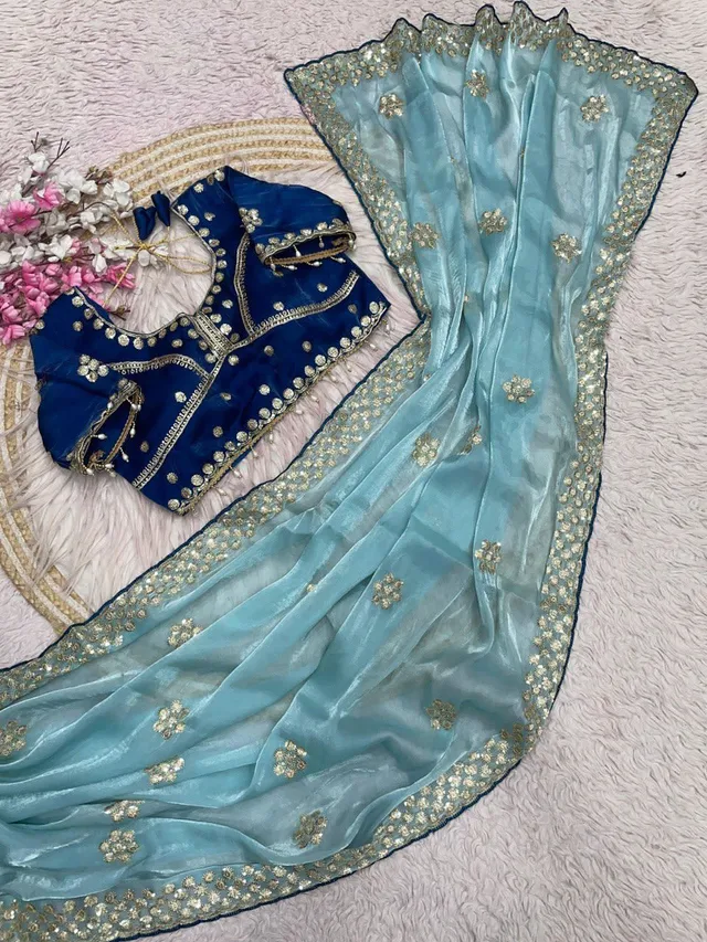 Premium Jimmy Choo Designer Saree with Stitched Blouse - Silk Saree Online India - Buy at ₹1799 - Image 1