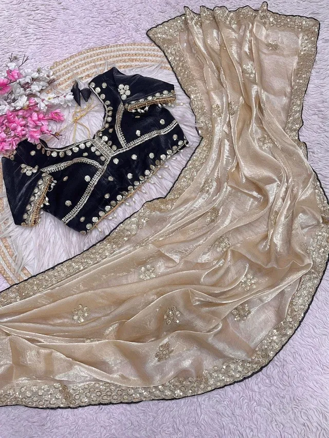 Premium Jimmy Choo Designer Saree with Stitched Blouse - View 2