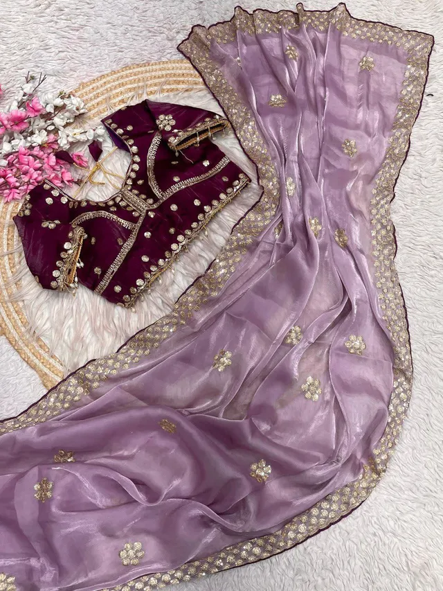 Premium Jimmy Choo Designer Saree with Stitched Blouse - View 3