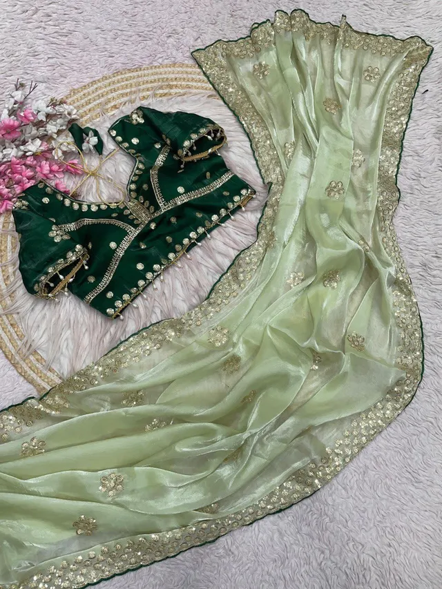 Premium Jimmy Choo Designer Saree with Stitched Blouse - View 4