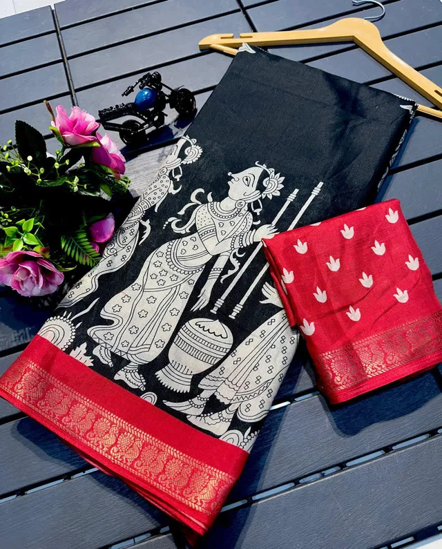 Heavy Mul Mul Cotton Saree with Elegant Weaving & Dual-Tone Border