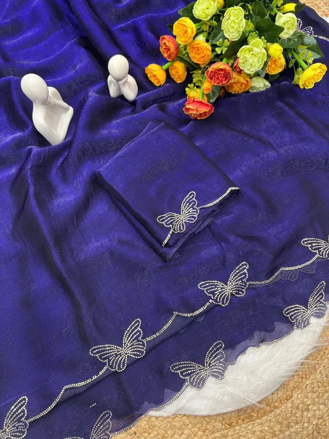 Butterfly Concept Fandy Chiffon Silk Saree - View 4
