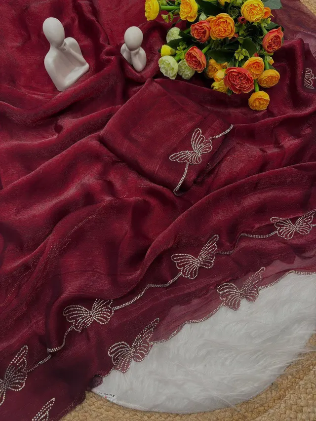 Butterfly Concept Fandy Chiffon Silk Saree - View 5
