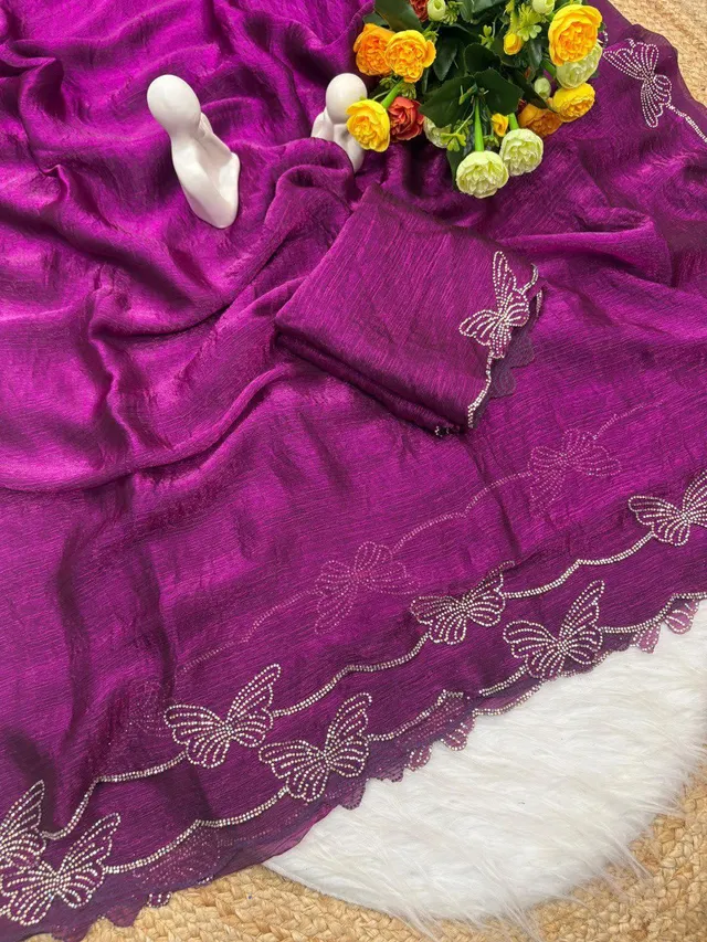Butterfly Concept Fandy Chiffon Silk Saree - View 6