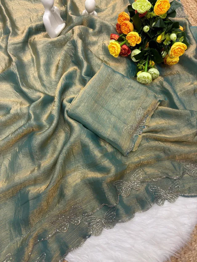 Butterfly Concept Fandy Chiffon Silk Saree - View 7